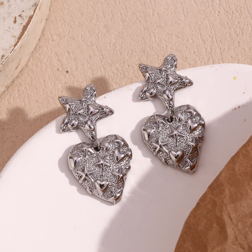 ETSMJ145 18K Gold Plated Stainless Steel Starfish Heart Coral Drop Stud Earrings Women's Fashion Jewelry