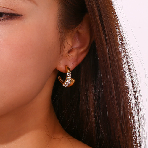ETSMJ147 18K Gold Plated Stainless Steel Daisy Pearl Hollow Spiral Earrings Women's Fashion Jewelry