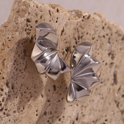 ETSMJ696 Stainless Steel Geometric 3D Petal Stud Earrings Women's Fashion Jewelry