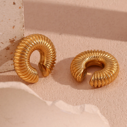 ETSMJ885 18K Gold Plated Stainless Steel Hollow Spiral Ear Cuffs Women's Fashion Jewelry