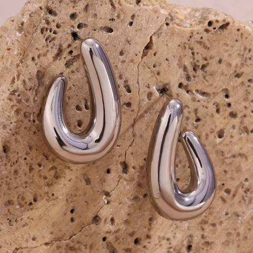 ETSMJ155 18K Gold Plated Stainless Steel Smooth Hook Earrings Women's Fashion Jewelry