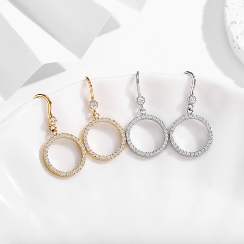 ETG1 Stainless steel hollow round zircon fashionable personality ladies ear hooks