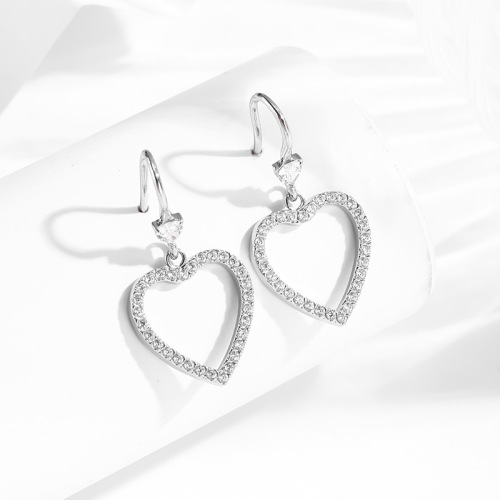 ETG2 Stainless steel hollow round zircon fashionable personality ladies ear hooks