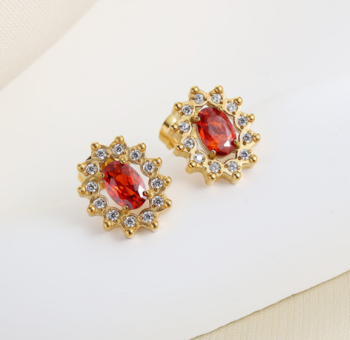 ETG4 Stainless steel hollow round zircon fashionable personality ladies ear hooks