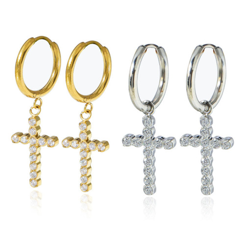 ETG3 Stainless steel hollow round zircon fashionable personality ladies ear hooks