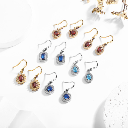 ETG5 Stainless steel hollow round zircon fashionable personality ladies ear hooks