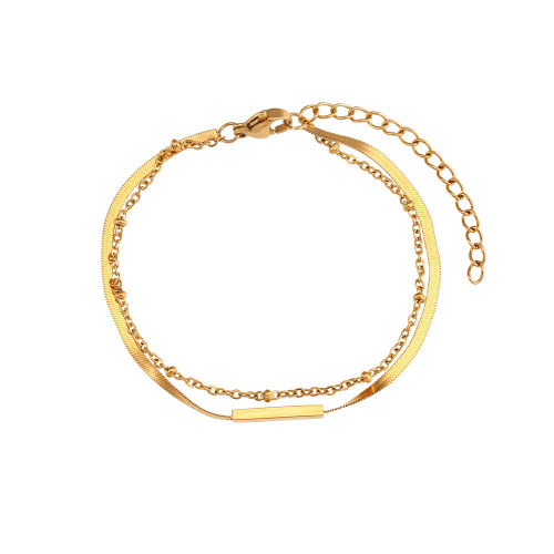 BTSMJ29 Accessories women stainless steel bead blade chain double-layer small long card bracelet