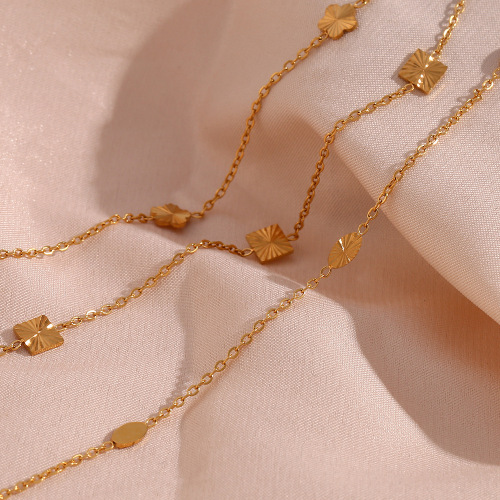 BTSMJ26 Accessories stainless steel 18K gold plated flower small pendant thin bracelet