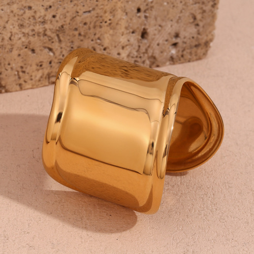 GTSMJ5 Neutral geometric open wavy wide bracelet stainless steel plated with 18K gold