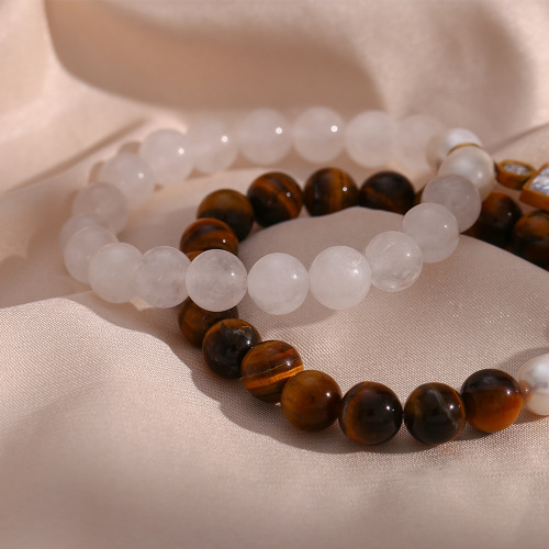 BTSMJ82 Jewelry black agate natural stone beaded zircon pendant bracelet