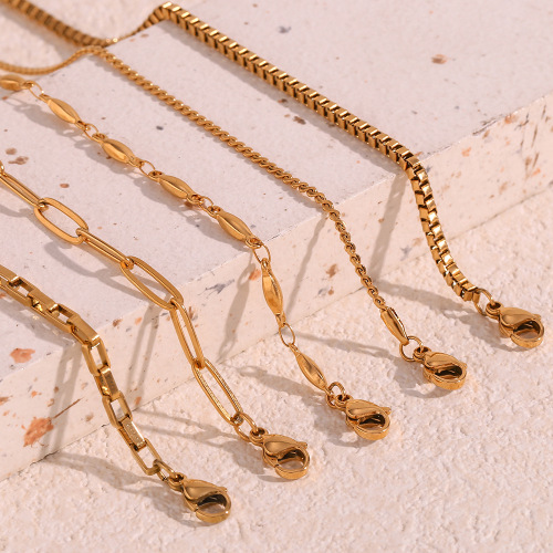 BTSMJ6 Plain chain stainless steel 18K gold plated S chain box chain chain bracelet for women