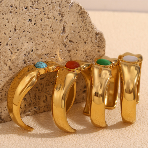 GTSMJ39 Stainless steel 18K gold plated asymmetrical open bracelet
