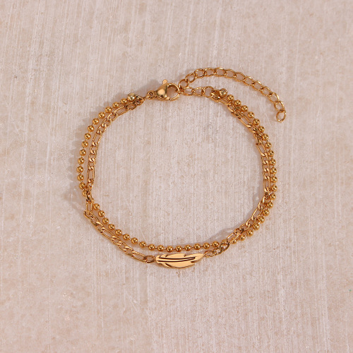 BTSMJ86 Jewelry stainless steel beads figaro double-layer feather Bracelet