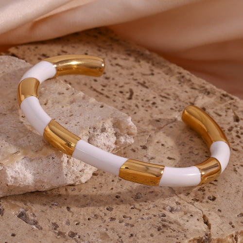 GTSMJ33 Jewelry women stainless steel 18K gold plated solid segmented oil drop bracelet