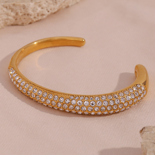GTSMJ57 Spring jewelry stainless steel open asymmetrical diamond bracelet for women