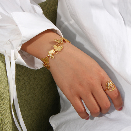 GTSMJ88 18K natural stone vertical pattern open bracelet for women