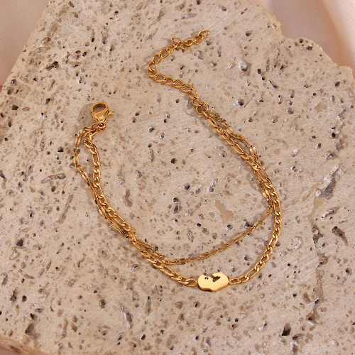 BTSMJ85 Jewelry women stainless steel lip chain figaro double-layer baby bracelet