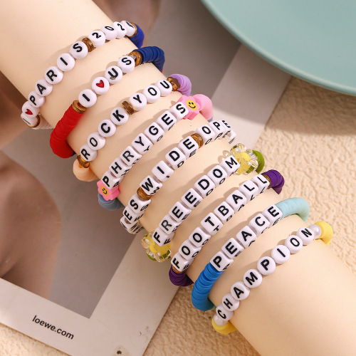 BTSMJ62 Letter beaded stainless steel beads handmade spacer square letter bracelet women