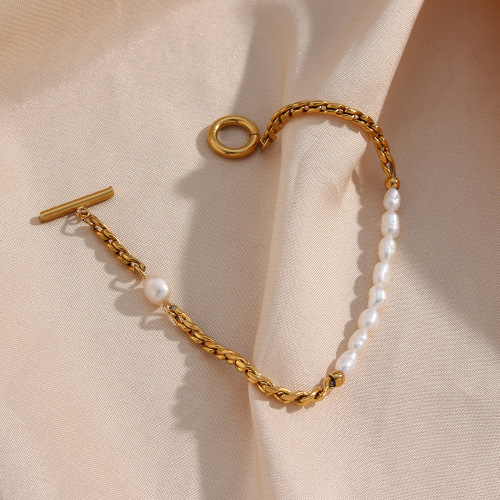 BTSMJ21 OT buckle with braided twisted rope freshwater pearl bracelet