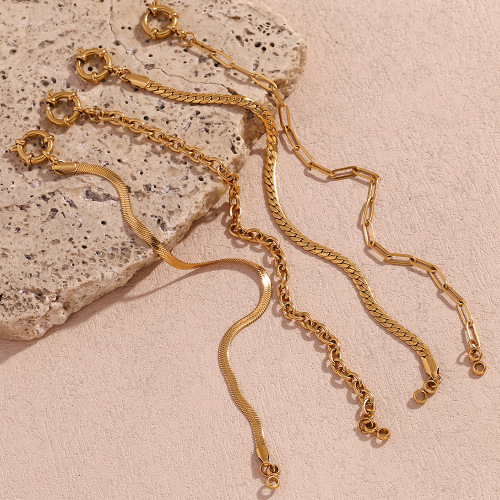 BTSMJ5 Chain blade chain stainless steel 18K gold plated slingshot buckle paper clip bracelet