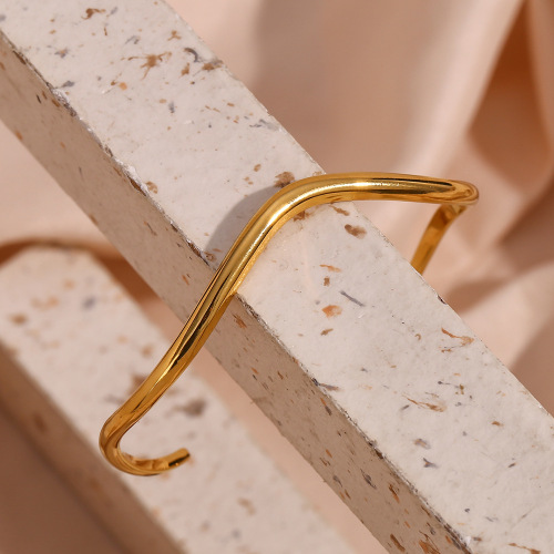 BTSMJ9 Bracelet jewelry stainless steel irregular wave-shaped open bracelet for women
