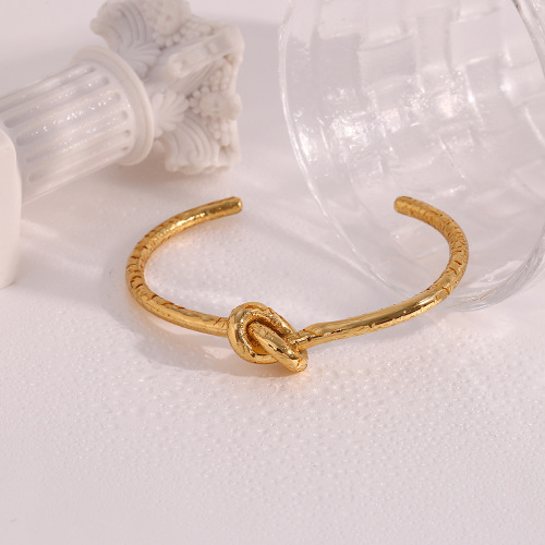 GTSMJ6 Jewelry stainless steel plated with 18K gold knotted open bracelet