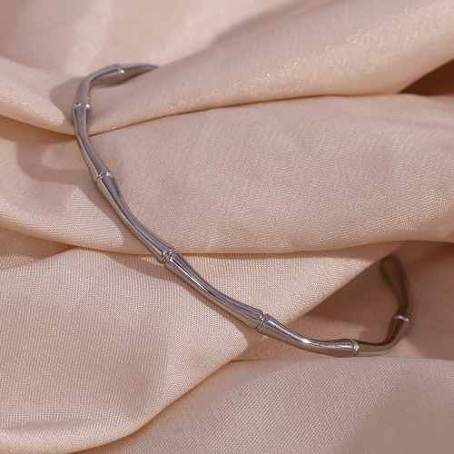 GTSMJ49 18K gold-plated stainless steel thin bamboo open bracelet