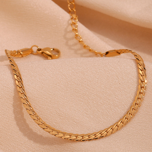 BTSMJ50 stainless steel 18K gold plated finely polished encrypted NK chain bracelet for women