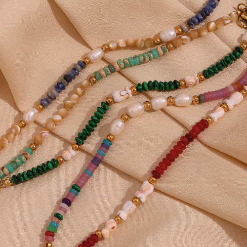 BTSMJ49 stainless steel Bohemian handmade beaded natural stone bracelet for women