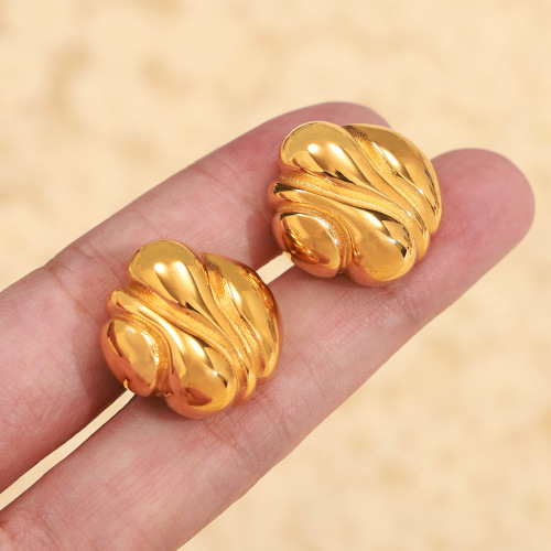 FXET992 Geometric wrinkled texture wing-shaped earrings with diamonds irregular earrings