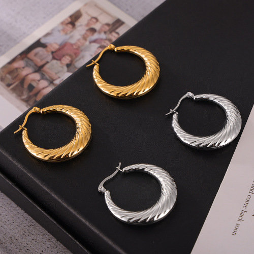 FXET1012 Minimalist plain polished cross-shaped earrings gold-plated earrings