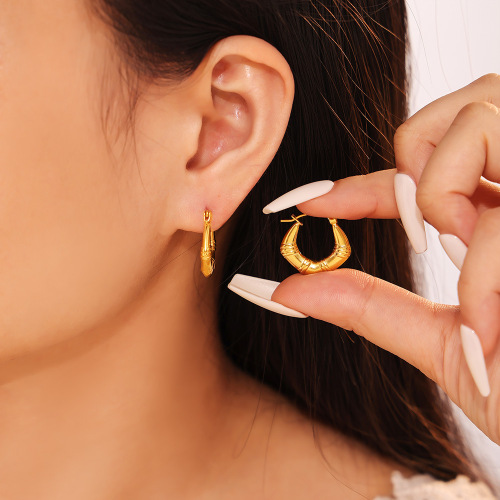 FXET835 Bamboo texture U-shaped earrings, geometric earrings