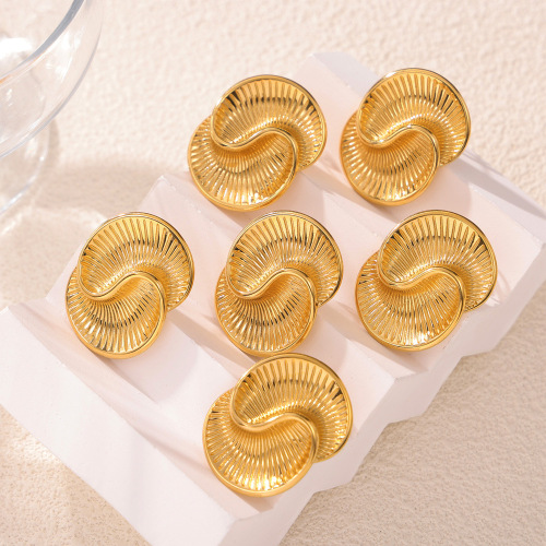 FXET846 Earrings teardrop shape texture spiral misalignment