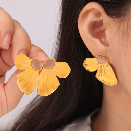 FXET883 Korean sweet earrings butterfly shape inlaid cat's eye earrings