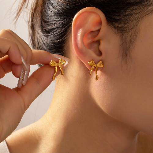 FXET1045 Jewelry gentle shell beads inlaid gold-plated C-shaped earrings