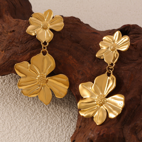 FXET1018 Earrings water drop vortex splicing design plated