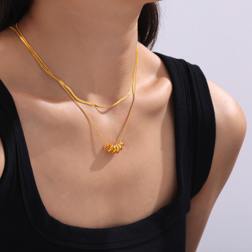 FXNT1318 Minimalist snake bone chain casual style jewelry twisted line pendant necklace