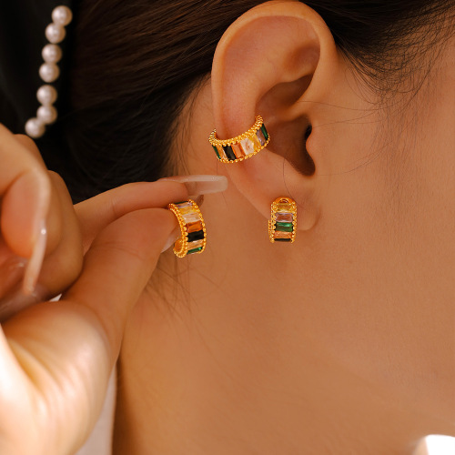 FXET972 Hepburn three-dimensional pleated flower tassel imitation pearl earrings plated with 18k gold earrings