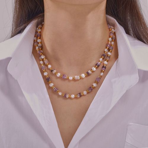 FXNT1456 Korean style gentle shell beads amethyst handmade beads