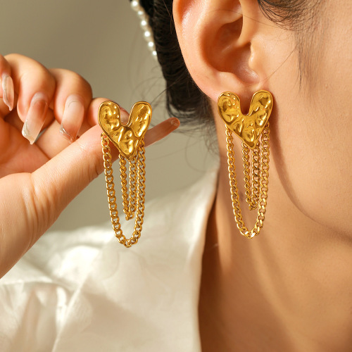 FXET963 Irregular curved geometric fan-shaped earrings, copper 18K gold-plated PVD earrings