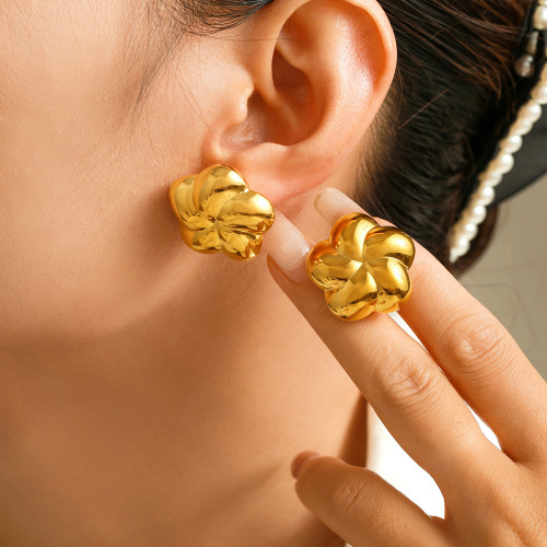 FXET959 Glossy semi-circular earrings with 18k gold-plated earrings