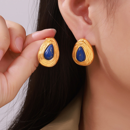 FXET1029 Five-petal flower earrings 18k real gold smooth geometric flowers