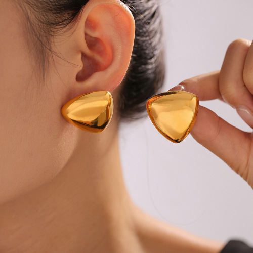 FXET974 Vintage gold geometric glossy square concave earrings plated with 18k real gold earrings k real gold earrings
