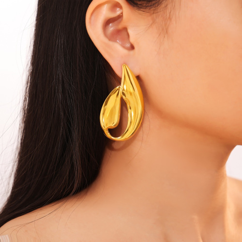 FXET1026 Moon braided irregular C-shaped earrings hollow copper material 18k gold-plated jewelry for women