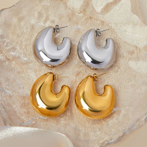 FXET913 Earrings with geometric hollow fat U-shaped gold-plated casual style earrings