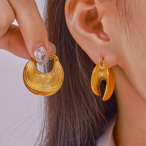 FXET889 Double-layer jewelry geometric line texture U-shaped earrings