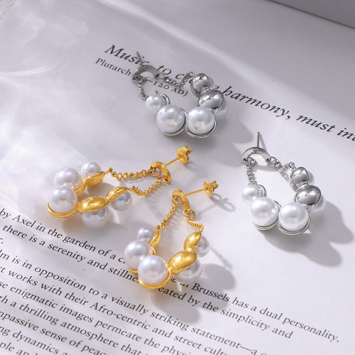 FXET983 Bow drop oil Sweet 18k gold plated Chanel style earrings for women