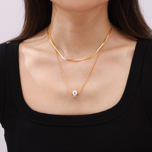 FXNT1379 Snake bone chain jewelry, square pendant, weight, colored glaze pendant necklace