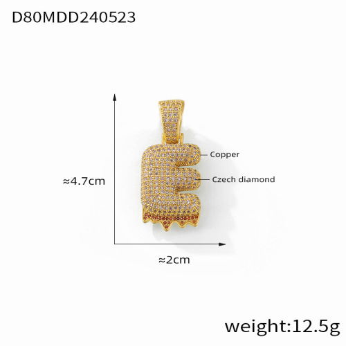 FXNT1436 English letter copper pendant inlaid with colored diamonds niche