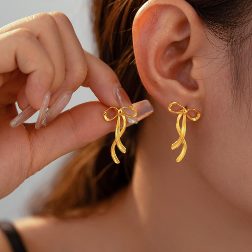 FXET980 Flower butterfly splicing earrings 18k gold plated female earrings